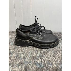 Born Shoes Womens 7 Black Leather Oxford Lace Up Classic Peddler Chunky Goth